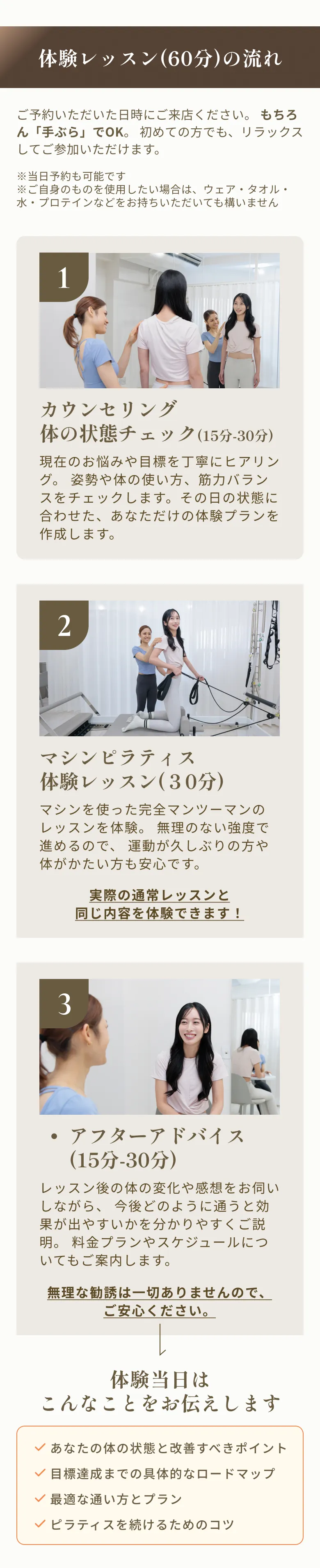 体験レッスン(60分)の流れ